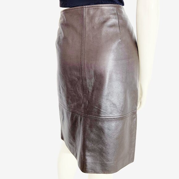 BOSS by HUGO BOSS Brown Leather and Suede Midi Skirt / size Small-Medium - Picture 11 of 11